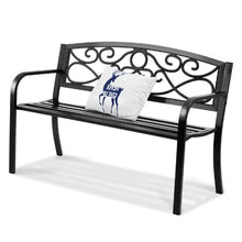 50-Inch Metal Outdoor Bench 550 lbs Capacity with Backrest and Armrests – Ideal for Garden Park Patio Yard Front Porch