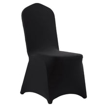 100PCS Stretch Spandex Chair Covers Flat-Front Polyester Slipcovers for Wedding Banquet & Dining Chairs (Black)