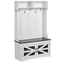 42" Hall Tree Entryway Bench with LED Coat Rack Shoe Storage Adjustable Shelves & 7 Hooks for Mudroom Entryway & Hallway