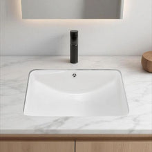 20.87" x 14.76" Rectangular Undermount Bathroom Sink White Ceramic Basin with Overflow