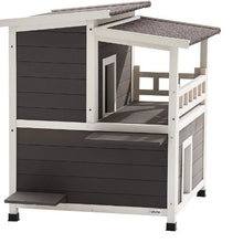 2-Story Insulated Cat House with Balcony Foam Insulation Waterproof Shelter for 1-3 Cats 33" x 29.5" x 32"