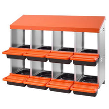 2-Tier Chicken Nesting Box 8-Compartment Metal Roll-Out Egg Box for Hens Ducks & Poultry
