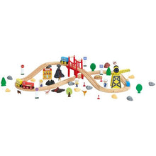 70PCS Wooden Train Set with Magnetic Crane Railway Track Toy for Kids Ages 3-8