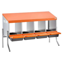 4-Compartment Chicken Nesting Box Roll-Away Egg Laying Box with Legs Steel & Plastic for Hens (Orange)