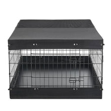 Dog Playpen 24" 4-Panel Foldable Metal Pet Fence with Door Cover & Pad (Black)