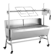 Charcoal Rotisserie Grill 38W Pig & Lamb Spit Roaster 132 LB Capacity Wheels Stainless Steel