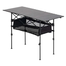 Portable Roll Up Camping Table – Adjustable Aluminum Outdoor Table with Storage & Carry Bag (Black)