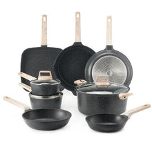 19 PiecePots and Pans Set Nonstick and Granite Cookware Set for Kitchen (Black)