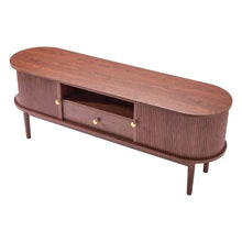 58 In Mid Century Modern TV Stand with Drawer Open Shelves & Rolling Door for Living Room & Bedroom