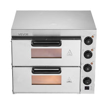 Commercial Countertop Pizza Oven 16" Double Deck Stainless Steel Electric Oven with Stone for Restaurant & Home Baking