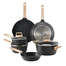 Pots and Pans Set Nonstick Granite Cookware Set for Kitchen (17 Piece) Black"