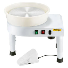 Pottery Wheel 14" Ceramic Forming Machine 60–300 RPM Foot Pedal Detachable Basin (White)