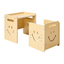 Montessori 3-in-1 Toddler Table & Chair Set with Chalkboard Adjustable Height Natural