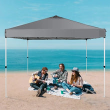 10 x 10 ft Pop Up CanopyTent Silver Coated Tarp with Portable Roller Bag and 4 Sandbags Waterproof and Sun Shelter Gazebo for Outdoor