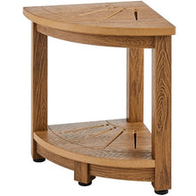 Corner Shower Bench 350 LBS Water-Resistant with Storage Shelf Faux Wood Grain