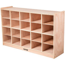 20-Compartment Cubby Mobile Storage Cabinet 4 x 5 Classroom Shelf Natural