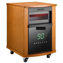 Infrared Heater 1500W Electric Space Heater 3 Heat Settings Remote 12H Timer Wheels (Light Wood)