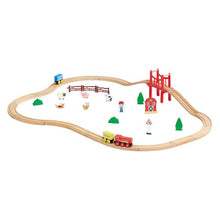 39PCS Wooden Train Set with Magnetic Trains Small Town Railway Track Toy for Kids Ages 3-8
