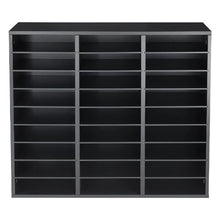 Wood Literature Organizer 27 Compartments Adjustable Shelves Countertop File Sorter (Black)