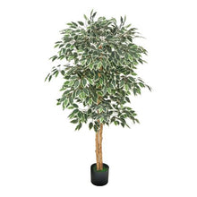 5 ft Artificial Ficus Tree with Black Pot and Natural Wood Trunk for Home Office Living Room
