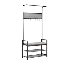 72" Hall Tree Coat Rack with Shoe Bench – 2-Tier Shoe Rack Hooks & Hanging Rod Steel Frame Storage Organizer for Entry Bedroom Closet