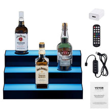 16 Inch 3 Tiers LED Lighted Liquor Bottle Display  with RF Remote & App Control