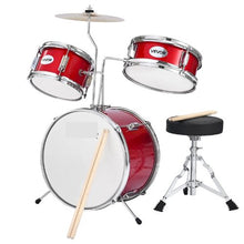 Kids 3-Piece 14″ Junior Drum Set – Beginner Kit with Throne & Cymbal (Red)
