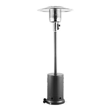 50,000 BTU Propane Patio Heater Hammered Metal with Round Table & Wheels (Silver Gray)