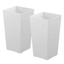 22" Tall Planters Large White Tapered Outdoor Flower Pots with Casters Inner Pots & Drainage (Set of 2)