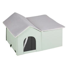 Heated Outdoor Cat House with Adjustable Temperature Foldable Shelter Heated Pad for Winter Green (Large)