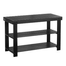 3-Tier Bamboo Shoe Rack Bench Entryway Storage Organizer Holds for Front Door Hallway Living Room Bedroom (Black)