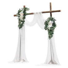 21' Ft White Wedding Arch Draping Fabric Reception Backdrop Wedding Decoration Artificial Wedding Arch Flowers Kit XH-HQ03 (Pack of 4)