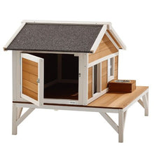 Insulated Elevated Cat House with Foam Waterproof Wooden Shelter 43.5" x 33.5" x 31"