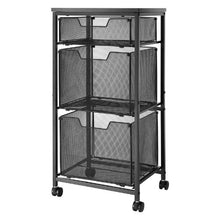 3-Tier Rolling File Cart with Drawers Under-Desk File Organizer 45 lbs Capacity (Black)