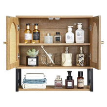 Bathroom Wall Cabinet with 2 Doors Adjustable Shelf Over-the-Toilet Storage Wall-Mounted Organizer for Laundry Kitchen Restroom