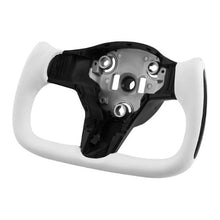 Tesla Model 3 Steering Wheel 2016–2023 Carbon Fiber Flat-Bottom Design Heated Leather Grip (White)