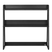 2-Tier Desktop Bookshelf 37.4" Storage Rack Metal Frame & Wooden Shelves Anti-Slip Feet (Black)