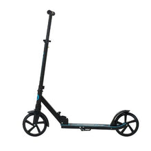 Kick Scooter for Kids 8+ Teens & Adults – 2-Wheel Adjustable Handlebar Anti-Slip Deck  Foldable  Black & Blue Up to 220 lbs