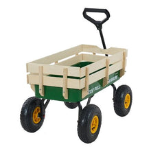 39" Kids Pull-Along Wagon with Wooden Panels Green for Kids