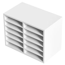 12 Compartment Wood Literature Organizer for Office & Home – (White)