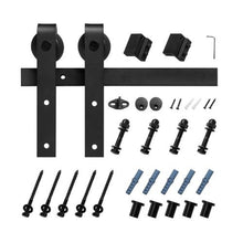 6.6FT Sliding Barn Door Hardware Kit 330LB Heavy Duty Single Door Track Black J-Shape Rollers Fits 36-40" Wide & 1-3/8" to 1-3/4" Thick Doors
