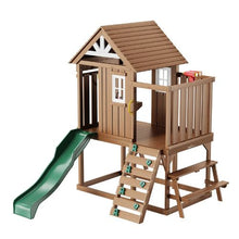 Wooden Outdoor Kids Playhouse with Slide Ladder & Window TLG92008