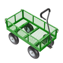 680 LBS Steel Garden Cart Heavy-Duty Utility Wagon with 10" Tires & Removable Mesh Sides