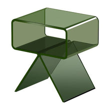 Green Acrylic Nightstand Clear Side Table with Storage Shelf 11.8 x 15.4 x 17-Inc No Assembly