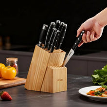 15-Piece High Carbon Stainless Steel Knife Set with Sharpener & Wooden Block