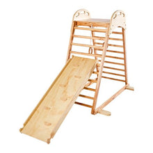 4-in-1 Wooden Indoor Jungle Gym, Montessori Climber Playset with Slide, Rock, Ladder & Gym Rings