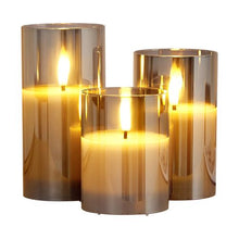 3-Pack Flameless LED Candles Real Wax with Remote Timer & Flickering Light (Gray)