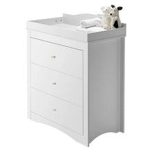 Nursery Changing Table Dresser with 3 Drawers Baby Diaper Station with Storage Organizer (White)