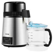 1.1 Gal Water Distiller 0.3 Gal/H 750W 304 Stainless Steel Countertop Maker Dual Temp Display Glass Carafe & 3 Carbon Packs - (Silver)