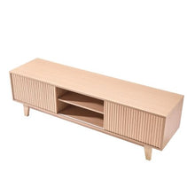 59 In Boho TV Stand with Adjustable Open Shelves & Sliding Door for Living Room Bedroom (Burlywood)